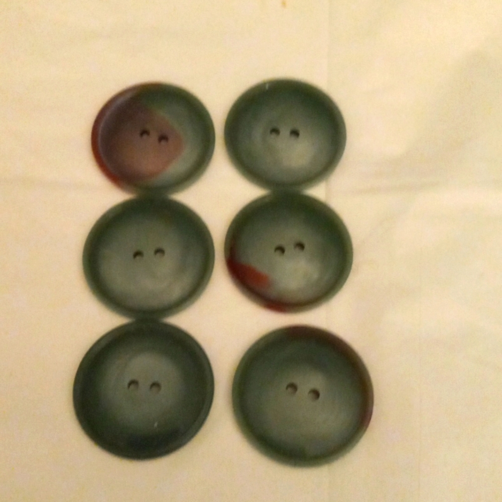 Green Vintage Buttons, Set of 6